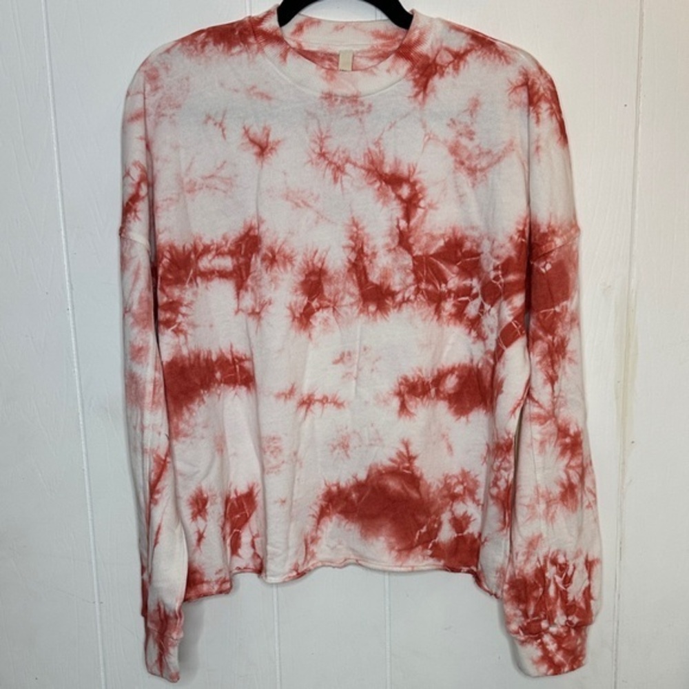 Anthropologie brand  Red and White Tie-Dye Sweatshirt